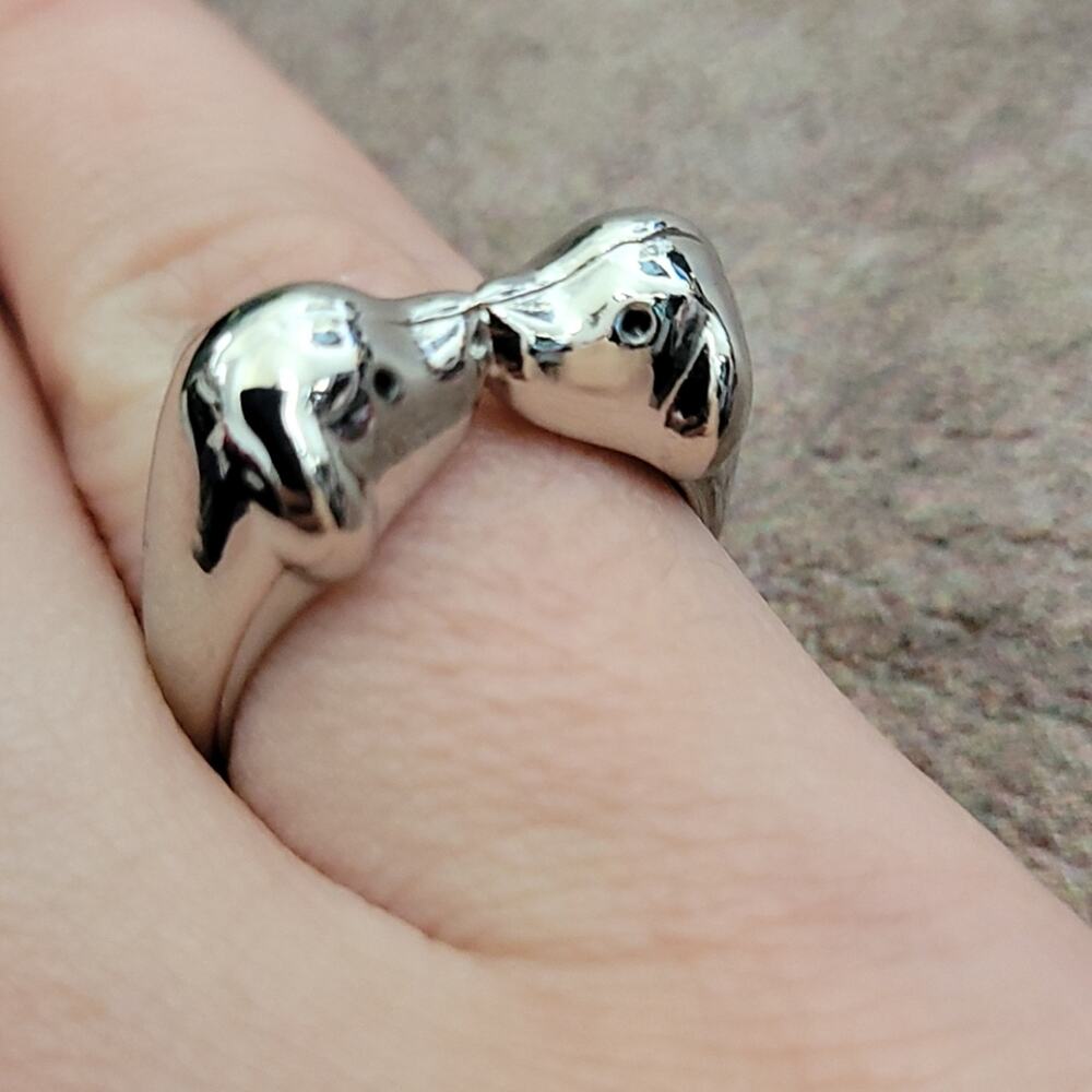 G by Gennaro silver toned dog kissing ring NEW